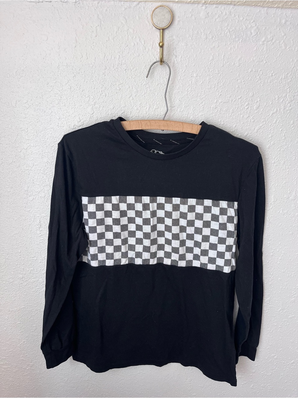 art class Black and White Checkered Long Sleeve Tee